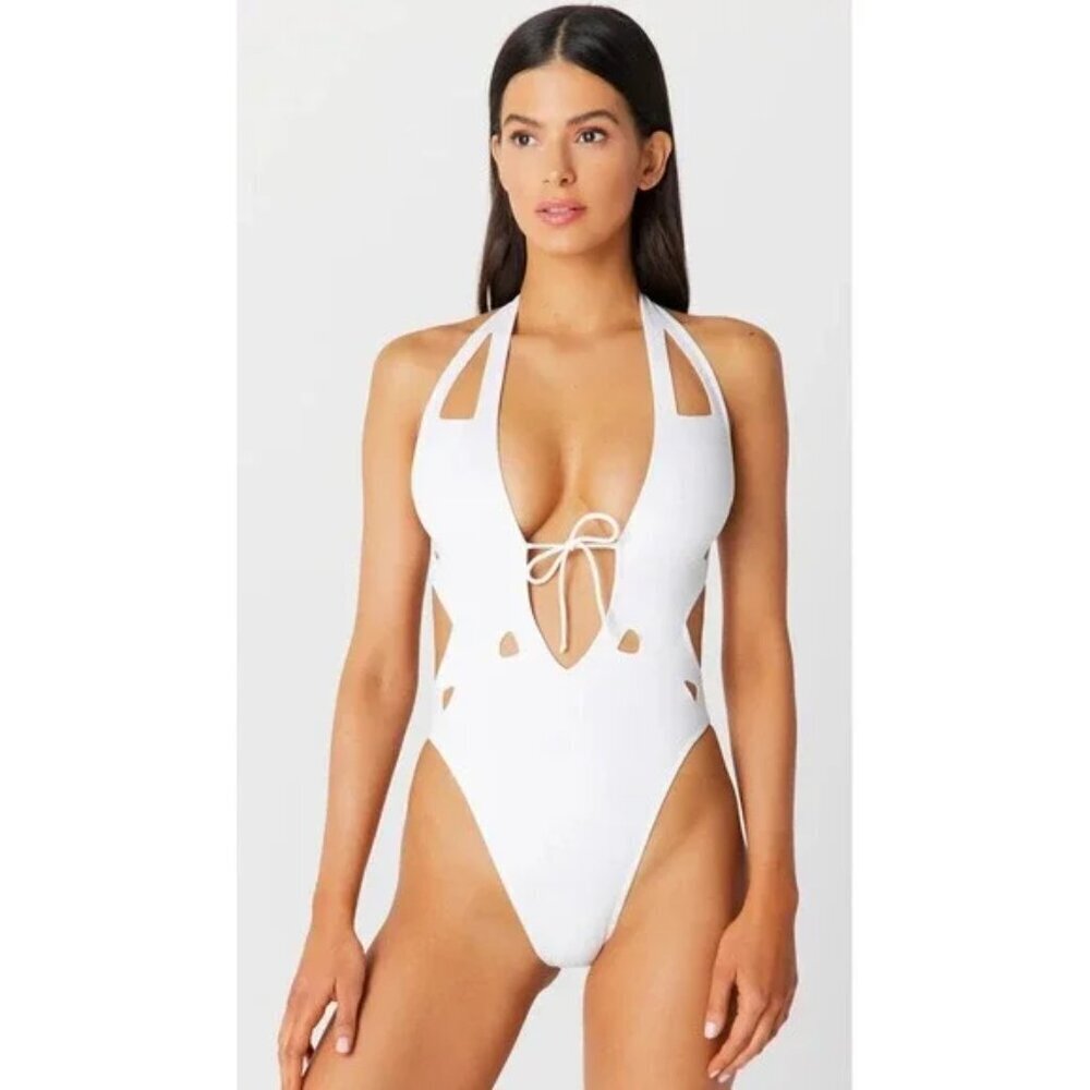 New GIGI C Charlie Surf Scuba White One Piece Swimsuit Surf Suit Small NWT